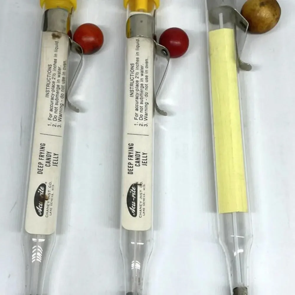 Candy Deep Fat Glass Kitchen‎ Thermometer LOT of 3 Chaney Acu-Rite Vintage